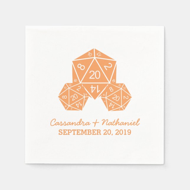 Serviette En Papier Papier Mariage orange D20 dés (Devant)