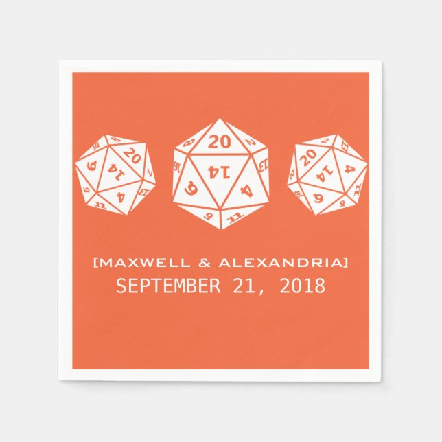 Serviette En Papier Papier Mariage Orange D20 Dice Gamer (Devant)