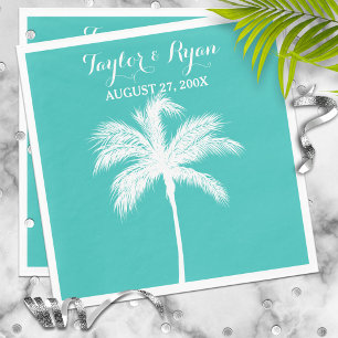 Serviette En Papier Papier Mariage Palm Tree Aqua