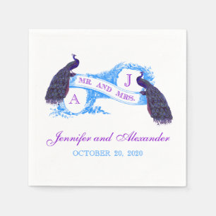 Serviette En Papier Papier Mariage Peacock Turquoise violet
