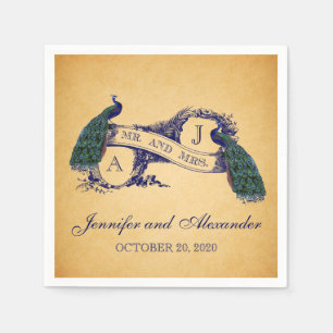 Serviette En Papier Papier Mariage Peacock vintage