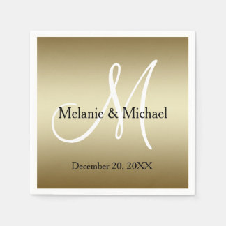 Serviette En Papier Papier Mariage personnalisé Blanc Or