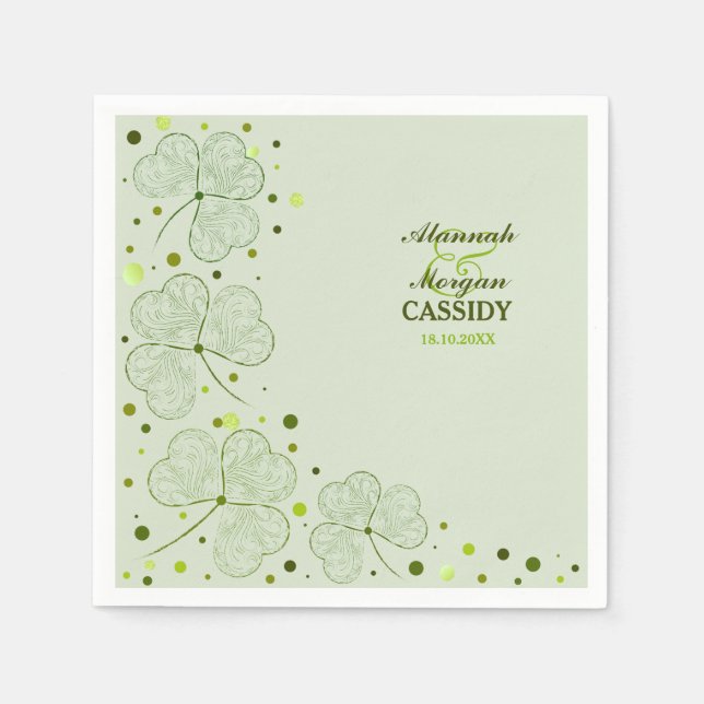 Serviette En Papier Papier Mariage Pois shamrock (Devant)