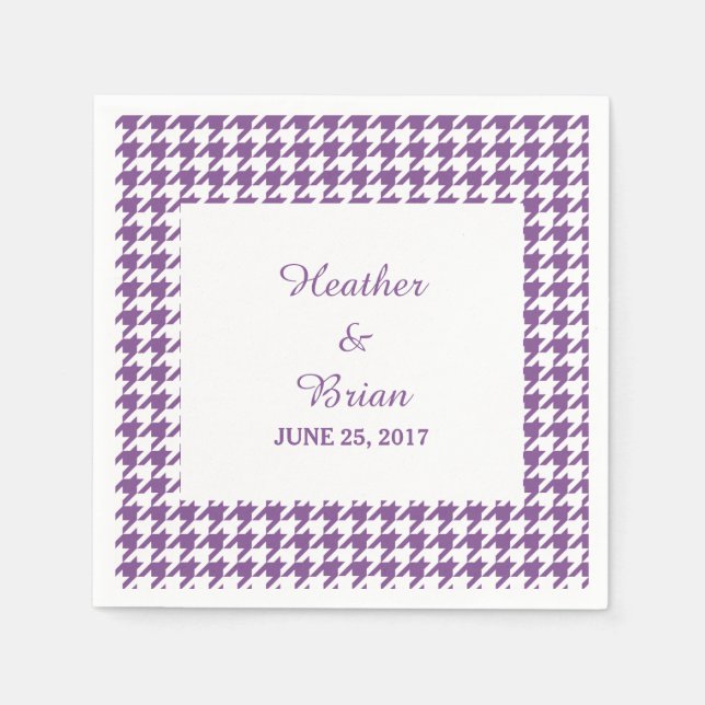 Serviette En Papier Papier Mariage pourpre Houndstooth (Devant)