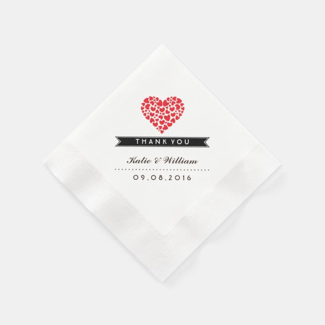 Serviette En Papier Papier Mariage Red Heart (Coin)