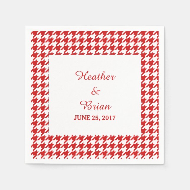 Serviette En Papier Papier Mariage Red Houndstooth (Devant)