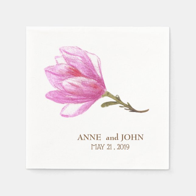 Serviette En Papier Papier Mariage rose (Devant)