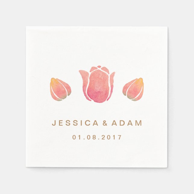 Serviette En Papier Papier Mariage rose Tulip Napkin (Devant)