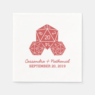 Serviette En Papier Papier Mariage rouge D20 dés