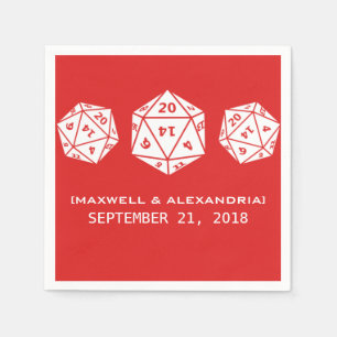 Serviette En Papier Papier Mariage rouge D20 dés