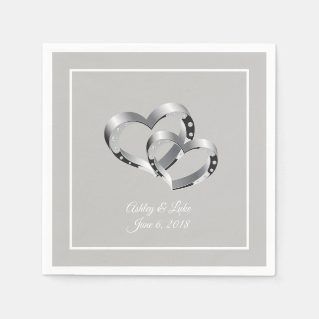 Serviette En Papier Papier Mariage-serviettes deux coeurs (Devant)