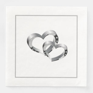 Serviette En Papier Papier Mariage-serviettes deux coeurs