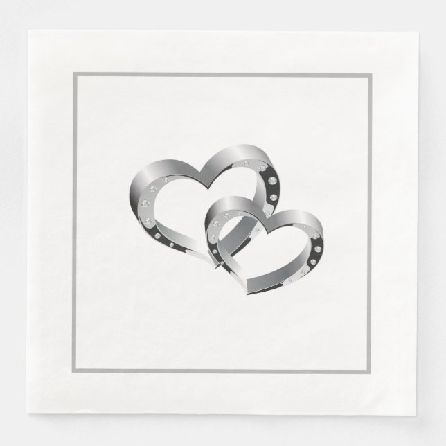 Serviette En Papier Papier Mariage-serviettes deux coeurs (Devant)