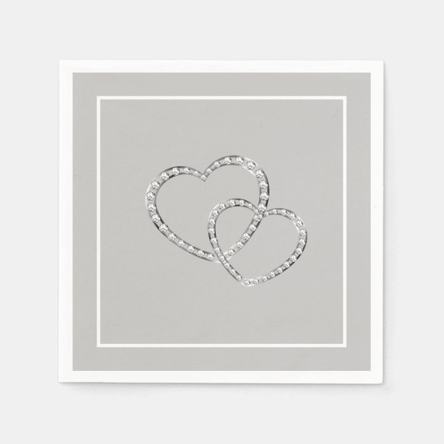 Serviette En Papier Papier Mariage-serviettes deux coeurs (Devant)
