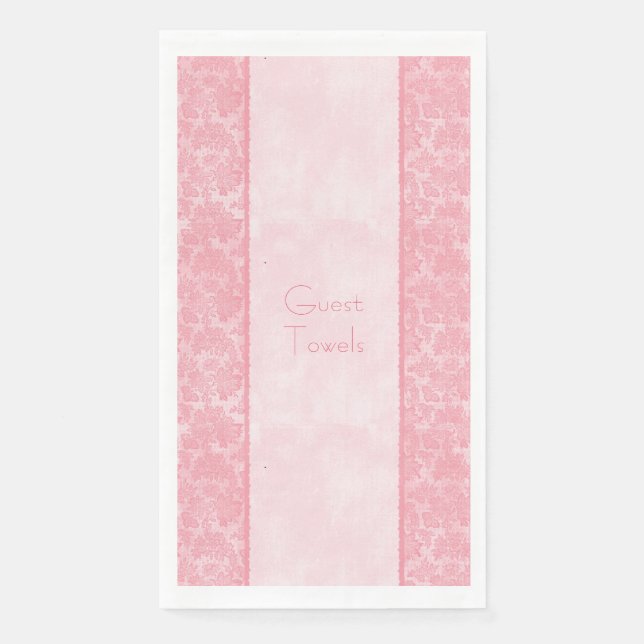 Serviette En Papier Papier mariage Serviettes d'hôtes rose Damas éléga (Devant)
