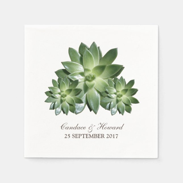 Serviette En Papier Papier Mariage Succulent simple (Devant)