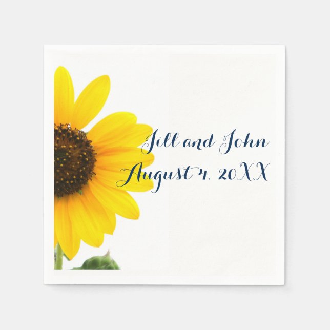 Serviette En Papier Papier Mariage Sunny Sunflower (Devant)