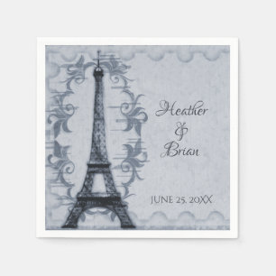 Serviette En Papier Papier Mariage Tour Eiffel bleu Naples