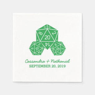 Serviette En Papier Papier Mariage vert D20 dés