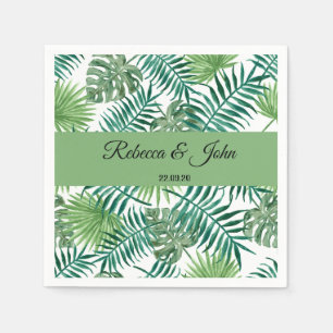 Serviette En Papier Papier Mariage vert de palme tropical Napkin