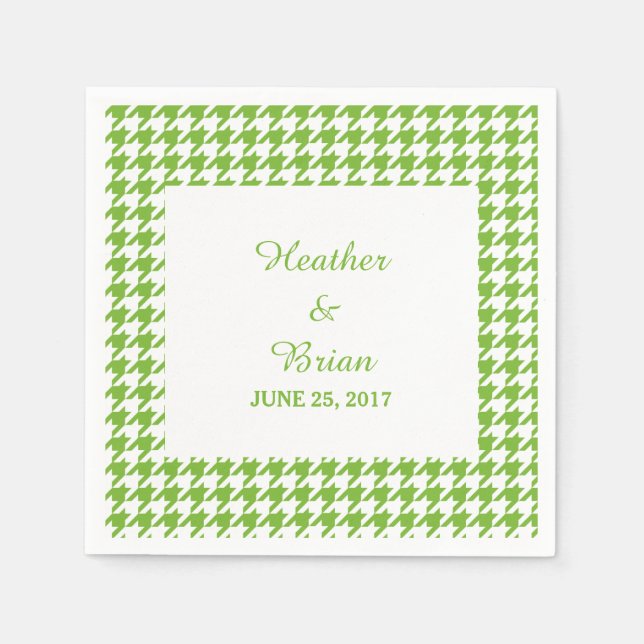 Serviette En Papier Papier Mariage vert Houndstooth (Devant)