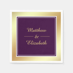 Serviette En Papier Papier Mariage violet Faux Gold Foil