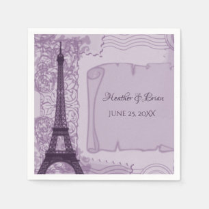 Serviette En Papier Papier Mariage violet parisien