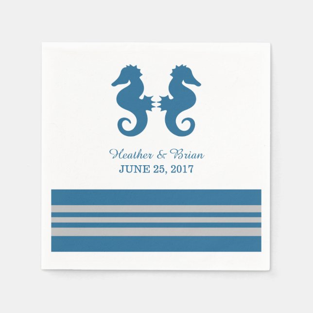 Serviette En Papier Papier marin bleu gris marine (Devant)