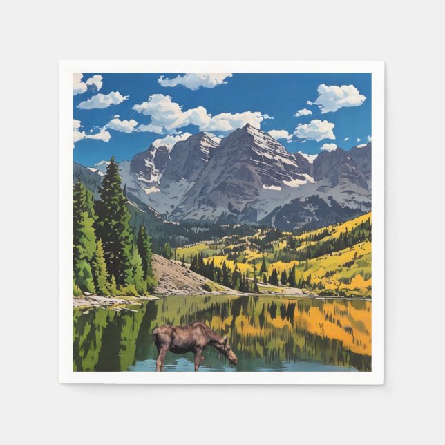 Serviette En Papier Papier Maroon Bells Napkin (Devant)