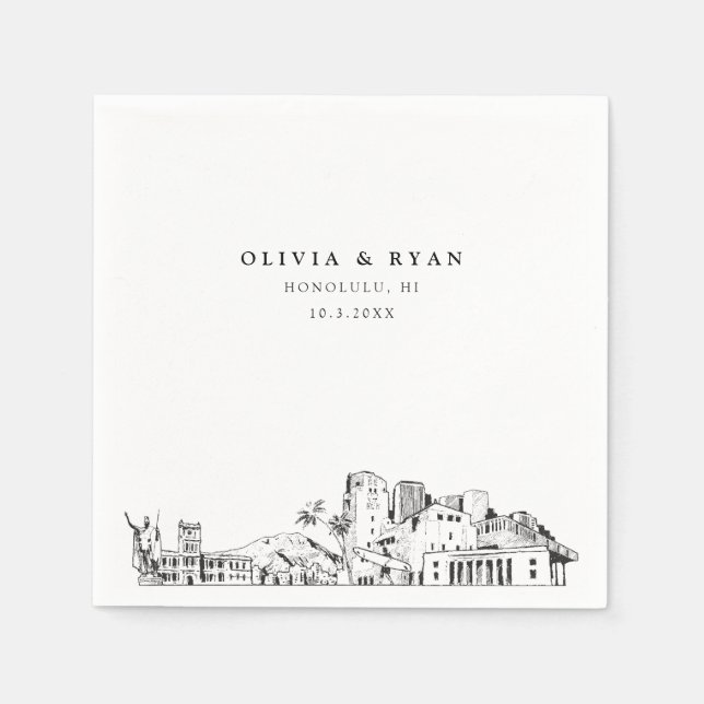 Serviette En Papier Papier minimaliste Honolulu Mariage (Devant)