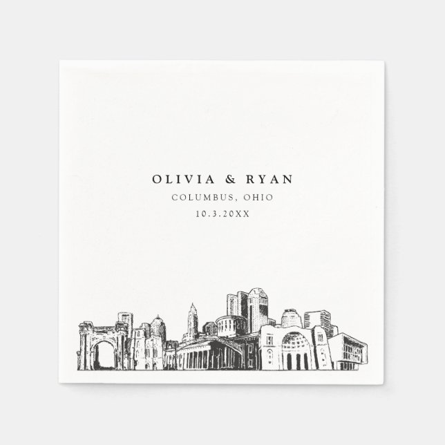 Serviette En Papier Papier minimaliste Mariage Columbus Ohio (Devant)