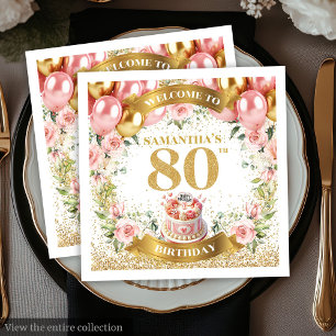 Serviette En Papier Papier moderne flou 80e anniversaire Naples
