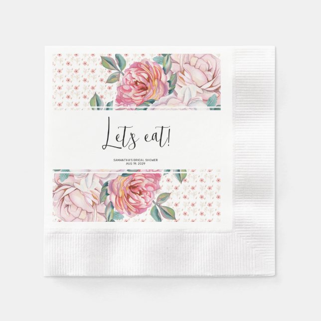 Serviette En Papier Papier Monnaie Fleurs Roses pour Baby Shower de Ma (Devant)