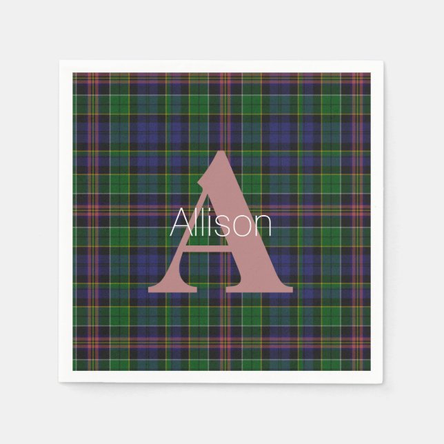 Serviette En Papier Papier Monogramme Allison Clan (Devant)