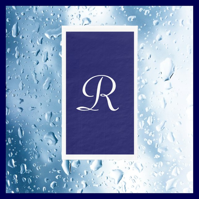 Serviette En Papier Papier Monogramme bleu marine et blanc (Créateur téléchargé)