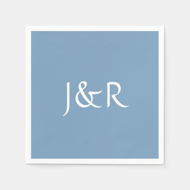 Serviette En Papier Papier Monogramme bleu Poussard (Devant)