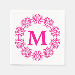 Serviette En Papier Papier Monogramme encadré en cercle