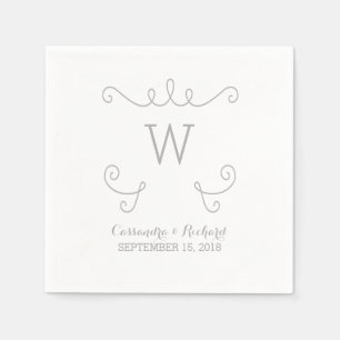 Serviette En Papier Papier Monogramme Gris Whimsical Flourdissant