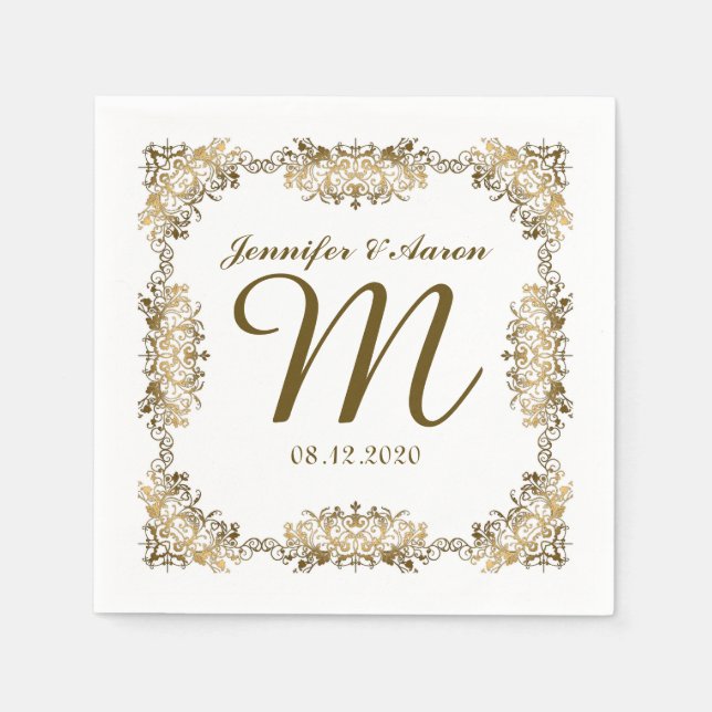 Serviette En Papier Papier Monogramme mariage (Devant)