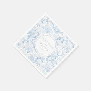 Serviette En Papier Papier monogramme mariage floral bleu