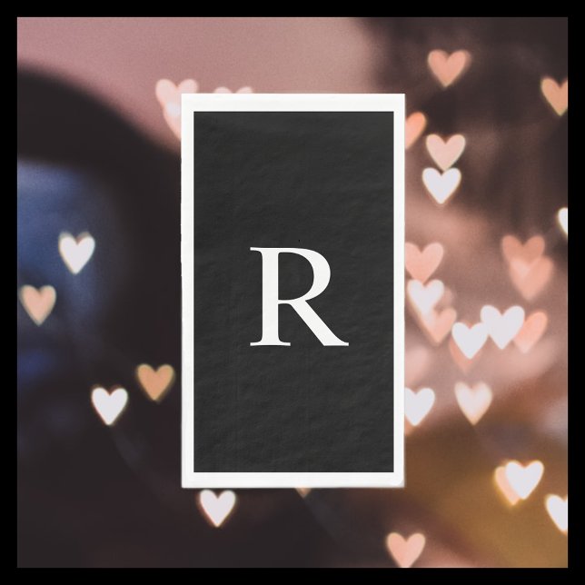 Serviette En Papier Papier monogramme noir et blanc Serviette d'hôte (Créateur téléchargé)