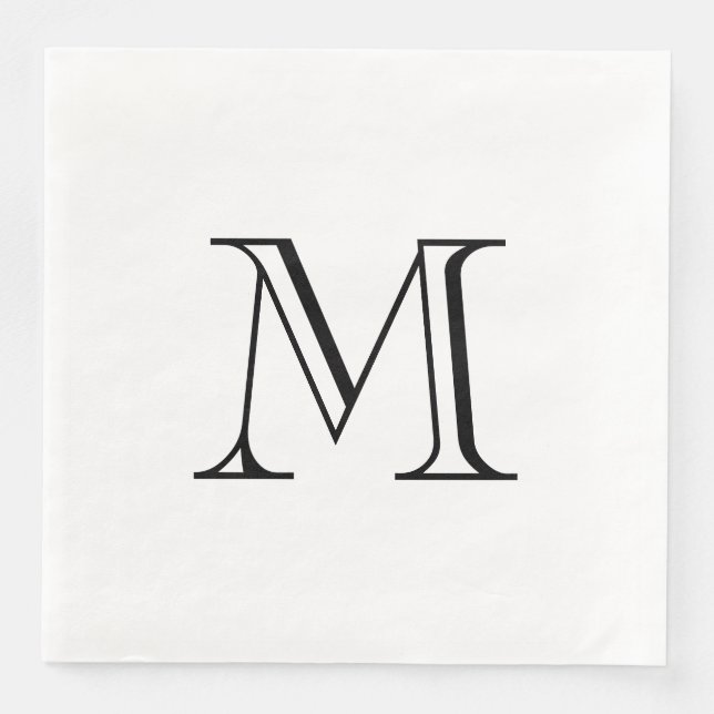 Serviette En Papier Papier Monogramme noir simple Naples (Devant)