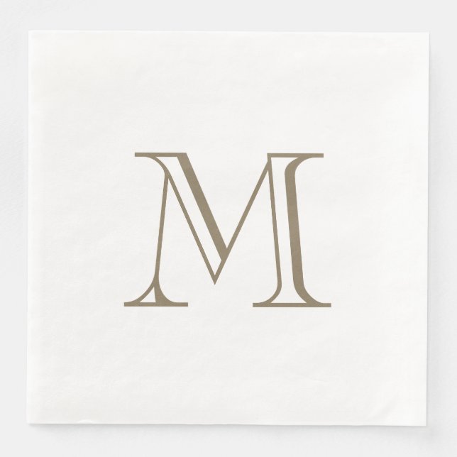 Serviette En Papier Papier Monogramme Or Simple Napkin (Devant)