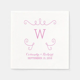Serviette En Papier Papier Monogramme rose Whimsical Flourdissant