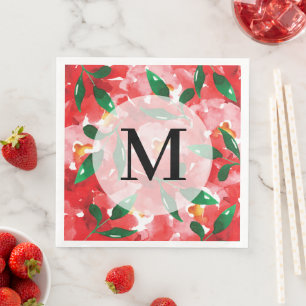 Serviette En Papier Papier monogramme Roses Rouges