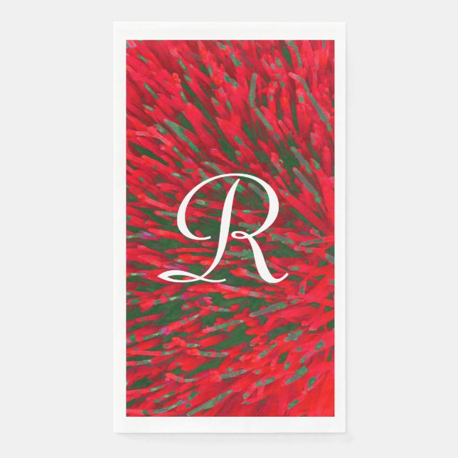 Serviette En Papier Papier monogramme rouge et vert serviette d'accuei (Devant)