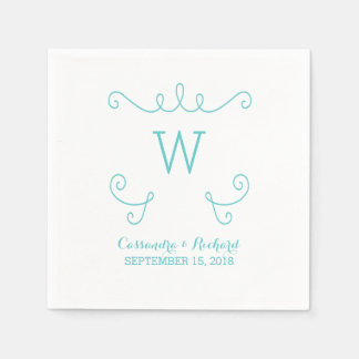 Serviette En Papier Papier Monogramme turquoise