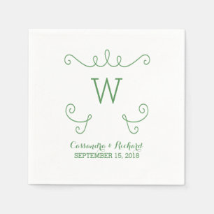 Serviette En Papier Papier Monogramme Whimsical Vert