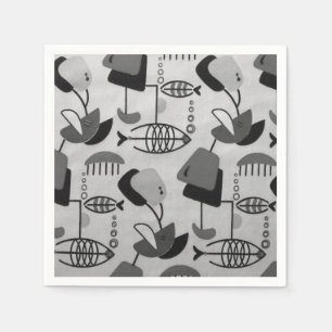 Serviette En Papier Papier Motif atomique noir et blanc