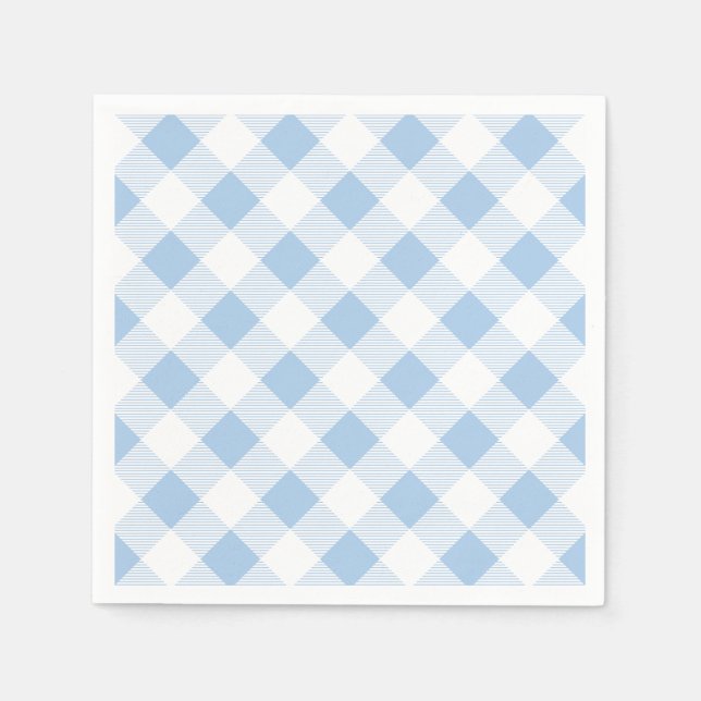 Serviette En Papier Papier Motif bleu En vichy À damiers (Devant)